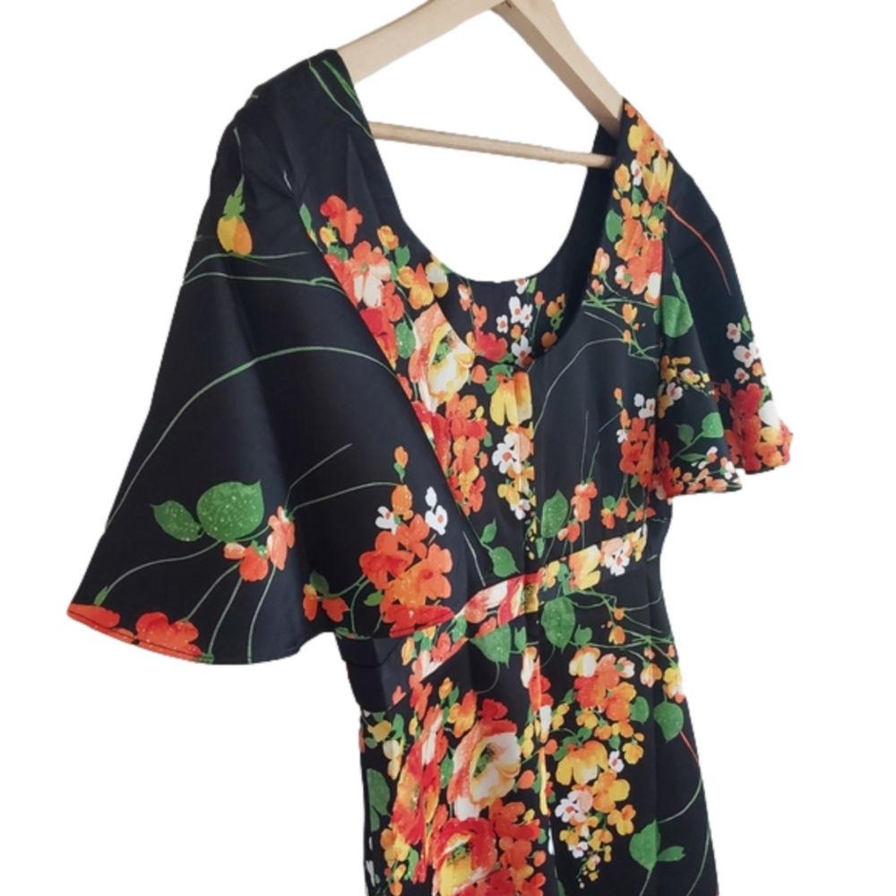 Vintage 60's/70's Tori Richard Honolulu Bright Floral Maxi Dress sz 14 - Picture 6 of 16